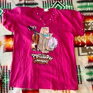 Vintage country T-shirt with shoulder pads and pearls. size Large